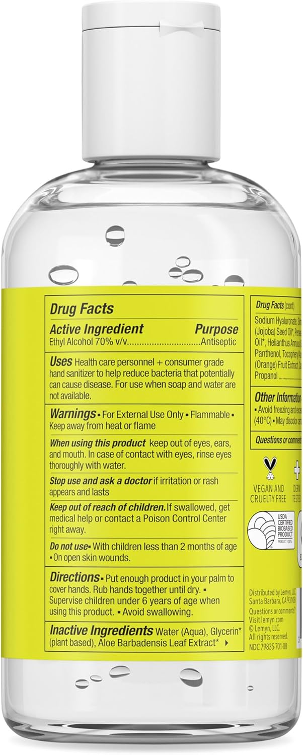 Lemyn Organics Hand Sanitizer | Green Certified &amp; Medical Grade | 060ml - 2 Fl Oz with Disc Top